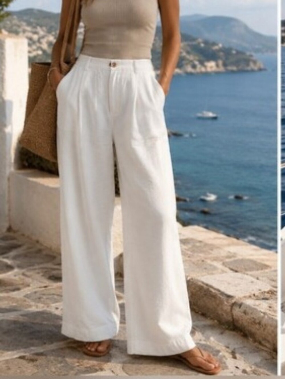 NWT Gibson Latimer Wide Leg Pants White Seashell 14